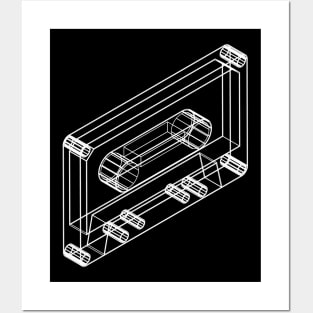 retro tape cassette 3d wireframe Posters and Art